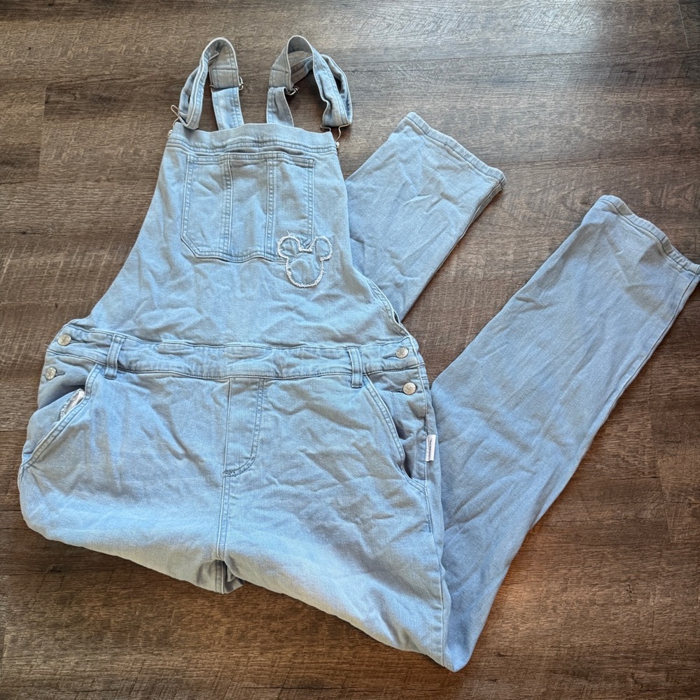 Mickey Mouse Denim Overall Disney Parks Our Universe Light Blue Jeans Women's L